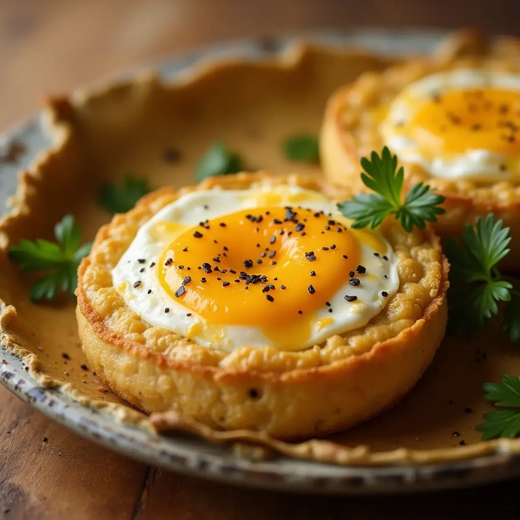 Baked Cottage Cheese Eggs Breakfast Casserole Golden baked cheese eggs nestled in a savory cottage cheese crust, garnished with parsley and cracked pepper
